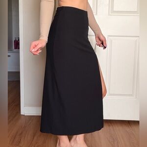 ASOS Black Midi Skirt with Side Slit